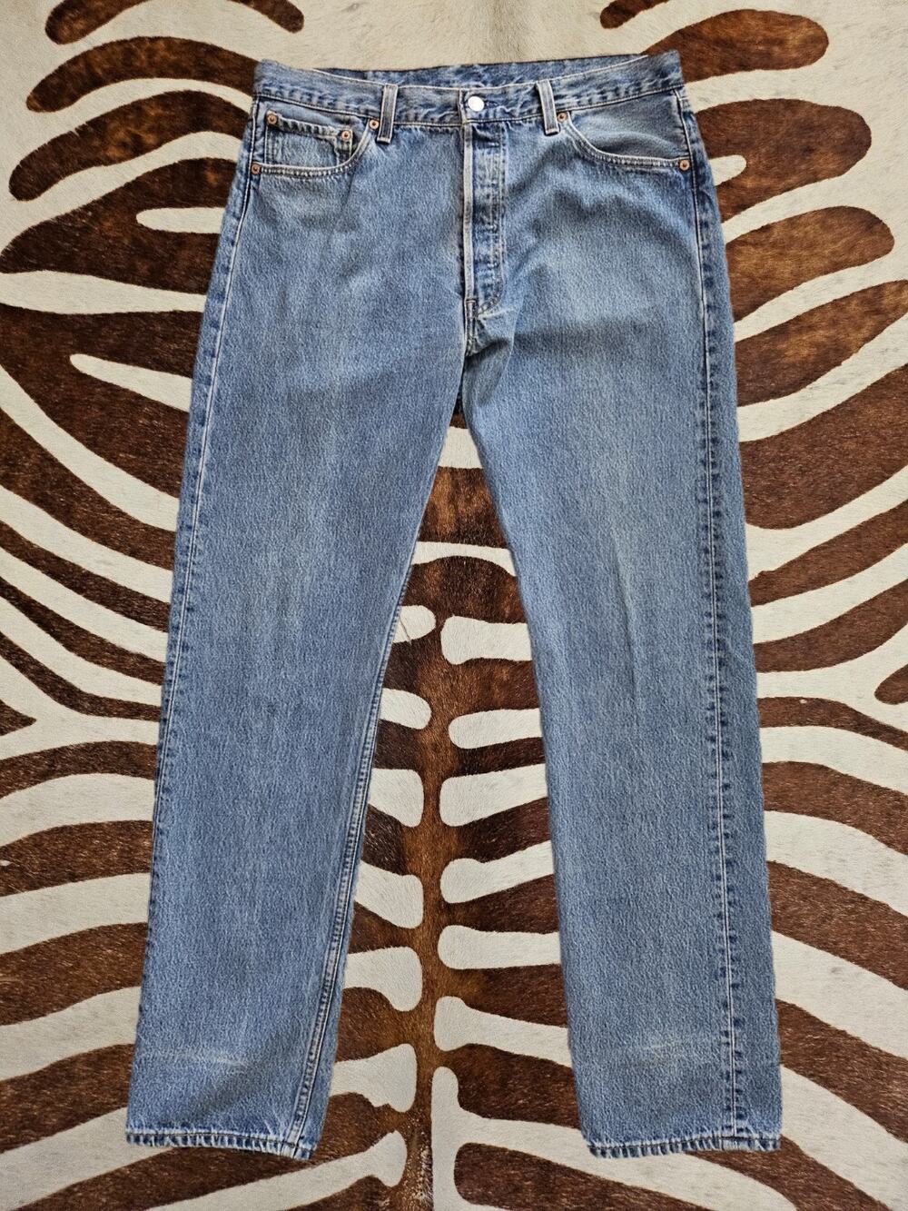 Vintage Made In USA Levi 501 Button Fly Jeans Mens 36x34 Blue Denim